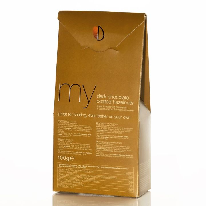 Toasted Hazelnuts covered with dark chocolate 100 g - BIO