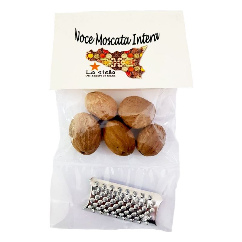 Cinque Noci Moscate intere da grattugiare e mini grattugia in regalo