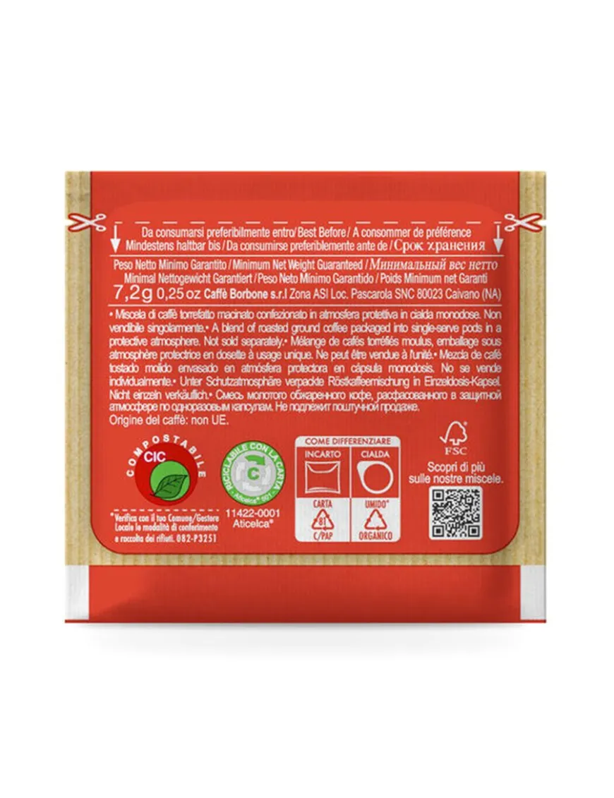 50 cialde Carta compostabili Miscela Rossa - Caffè Borbone