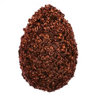 Hazelnut egg with fine dark chocolate and crunchy chopped hazelnuts