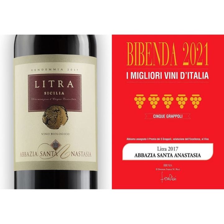 Five bunches Bibenda 2021 for the Litra 2017 biodynamic red wine