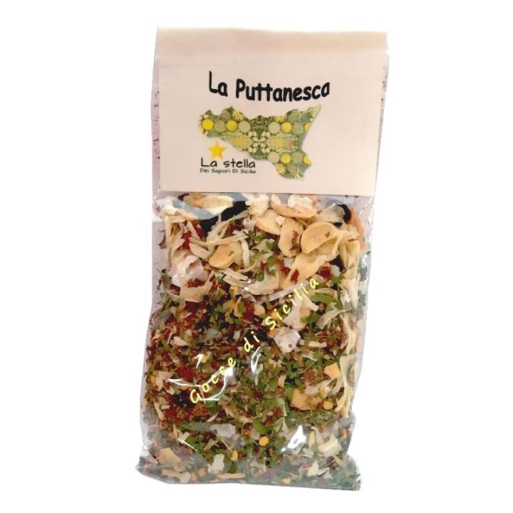 Ready-to-use puttanesca pasta coaster, ideal for 2 kg of pasta