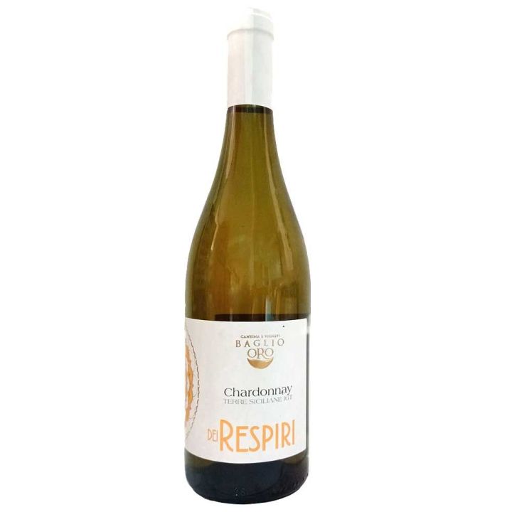 Sicilian sparkling white wine Dei Respiri Chardonnay Terre Siciliane IGT Baglio Oro