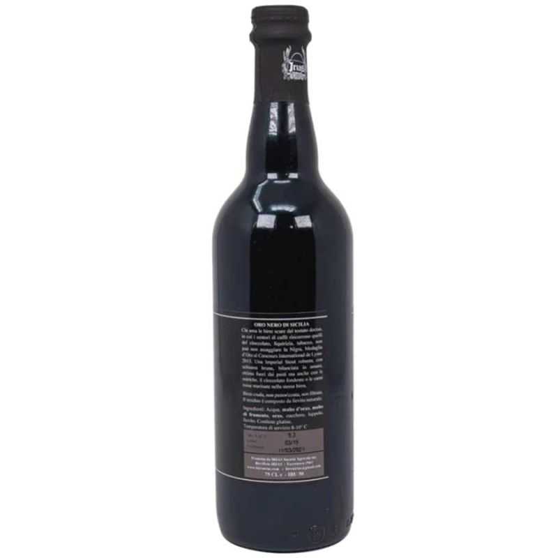 Sicilian craft dark beer from the Irias brewery with a robust, decisive and intense flavor