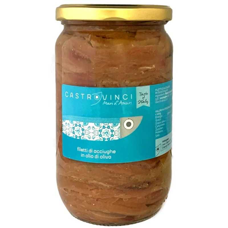 Filetti di Acciughe del Mediterraneo in Olio d'Oliva - confezione da 720 grammi