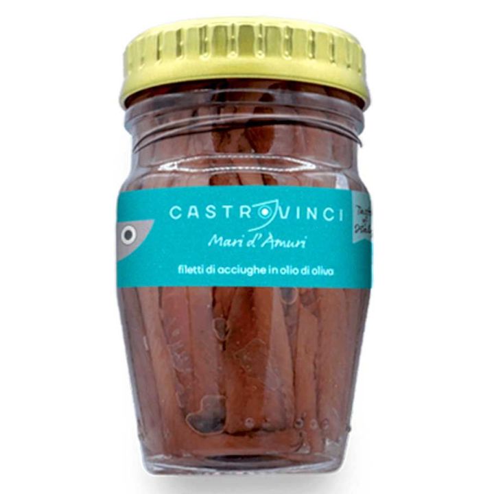 Sicilian anchovy fillets preserved in olive oil, 80g jar