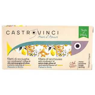 Filetti di acciughe in olio BIO aromatizzato al Limone latta da 48g