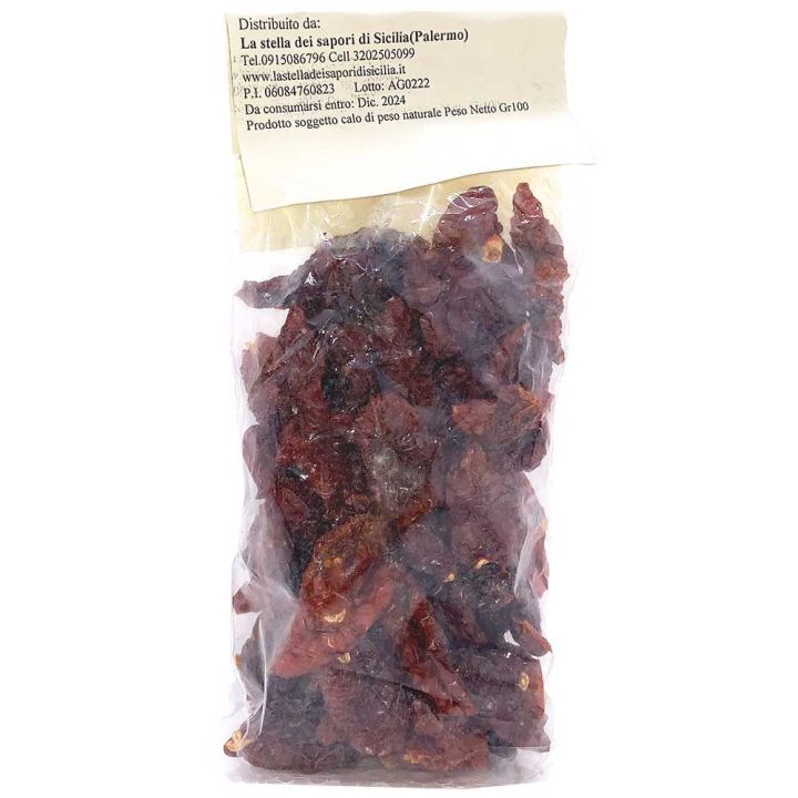 Pomodori secchi, essiccati al sole siciliano. Confezione da 100g