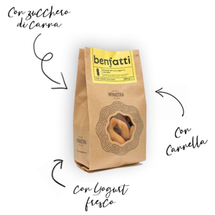 Biscotti BIO con Yogurt e Cannella da 280 grammi - Forno Monastra