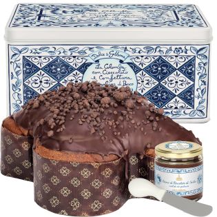 Colomba Fiasconaro Dolce e Gabbana cioccolato e fragoline con vasetto di crema cioccolato d&g