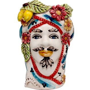 King decorated with Lemons and Flowers, Moorish Head 30 cm high