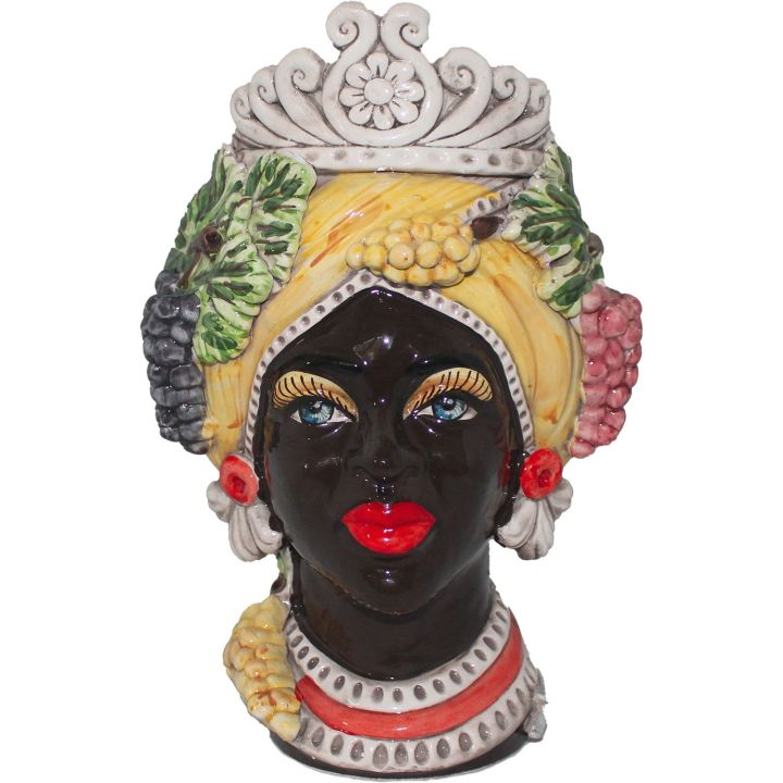 Dark Brown Woman Queen Autumn Four Seasons series - Caltagirone ceramic