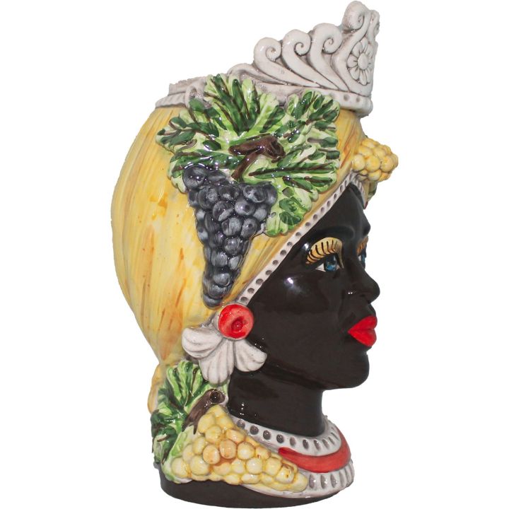 Dark Brown Woman Queen Autumn Four Seasons series - Caltagirone ceramic