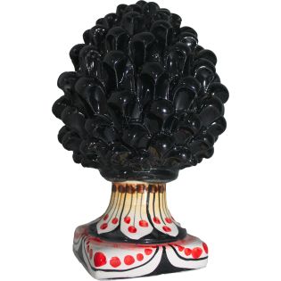 Pigna Nera con base sfumata e decorata in Rosso- Ceramica di Caltagirone