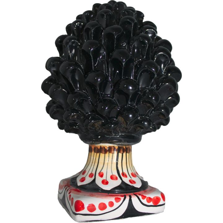 Pigna Nera con base sfumata e decorata in Rosso- Ceramica di Caltagirone