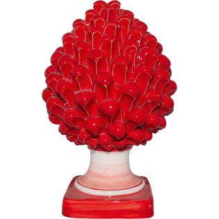 Pine Cones Red in Caltagirone Ceramic - Height 25 cm