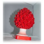 Pigna con base quadrata Rossa in Ceramica di Caltagirone - Altezza 25 cm
