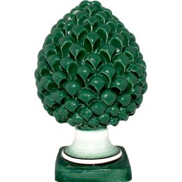Handcrafted green pine cone in Sicilian ceramic of Caltagirone - Height 25 cm