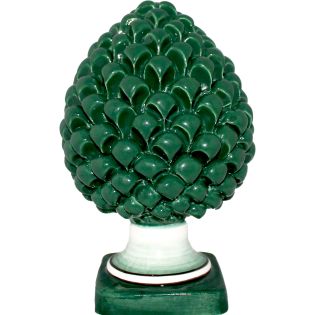 Pine Cones Green in Caltagirone Ceramic - Height 25 cm