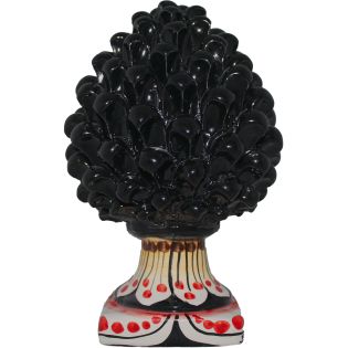 Pigna Nera con base decorata in Ceramica di Caltagirone - Altezza 25 cm