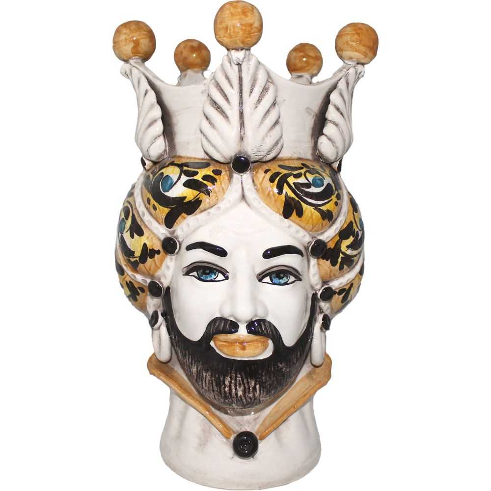 Sicilian Moor's head, elegant decoration with yellow height 33 cm