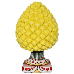 Yellow Pigna in Caltagirone ceramic with colored base