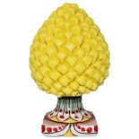 Yellow Pigna in Caltagirone ceramic with colored base