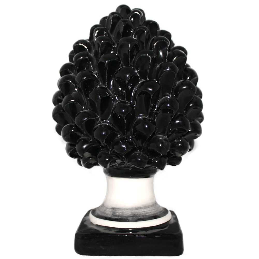 Black Pine Cone in Sicilian Caltagirone Ceramic