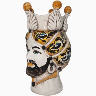 Il Moro siciliano, della pregiata Ceramica di Caltagirone, decoro nero e giallo