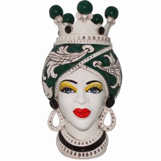 Queen with Crown and Green Decoration - Dark Brown Moorish Head 33cm