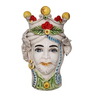 Testa di Moro Classica decorata in Giallo in ceramica di caltagirone