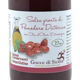 Ready-to-use organic datterino tomato sauce medium bottle