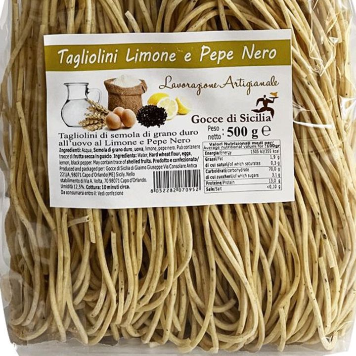 Spaghetti artigianali aromatizzati al limone siciliano e pepe nero