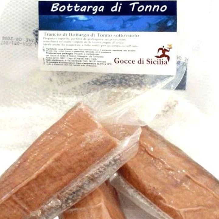 Tuna roe, salted bottarga in slices