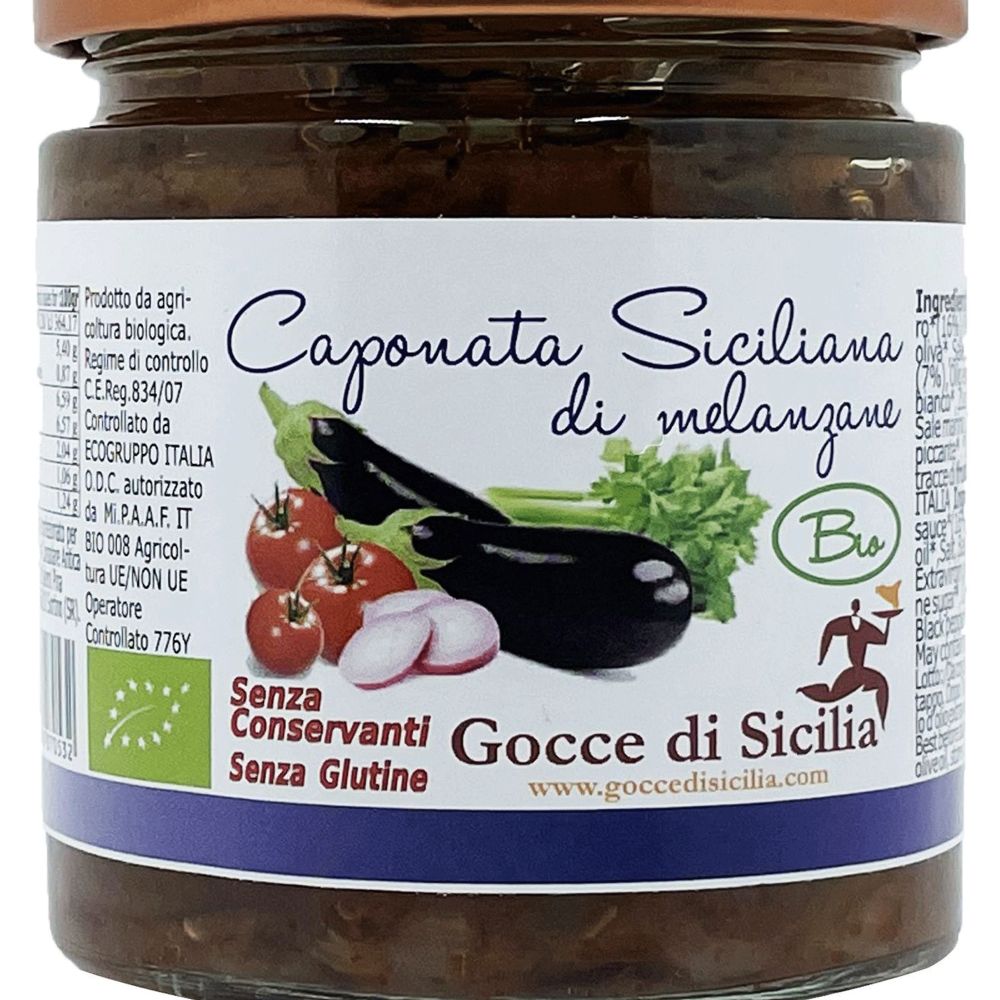 conserva siciliana di melanzane e olive verdi, vasetto da 190g