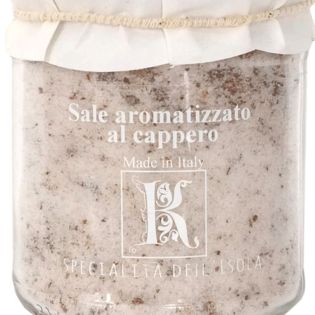 Grains of sea salt seasoned with Sicilian capers