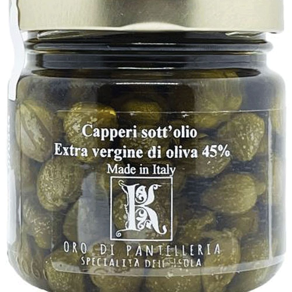 Capers in oil in glass jar, small caliber