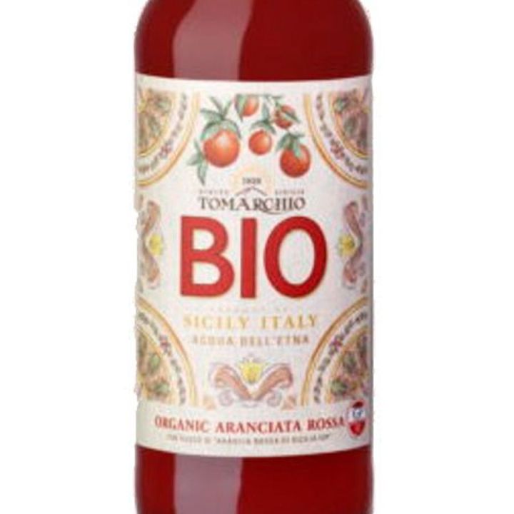 Aranciata Rossa Bio Tomarchio, con Arance Rosse di Sicilia IGP.