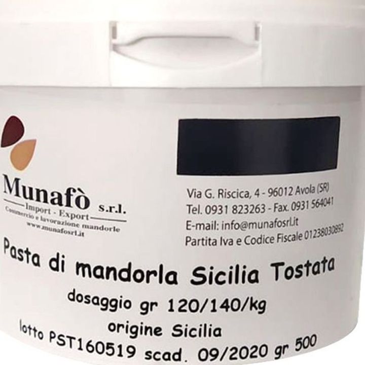 Toasted Sicilian pure almond paste, for desserts and ice cream -500 grams