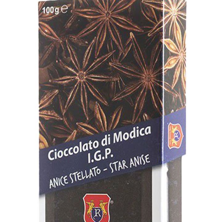 Modica chocolate bar I.G.P. with Star Anise of 100 grams