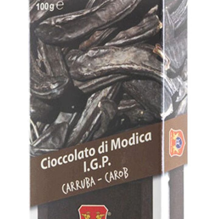 Modica chocolate I.G.P. with Carob. Bar of 100 grams.