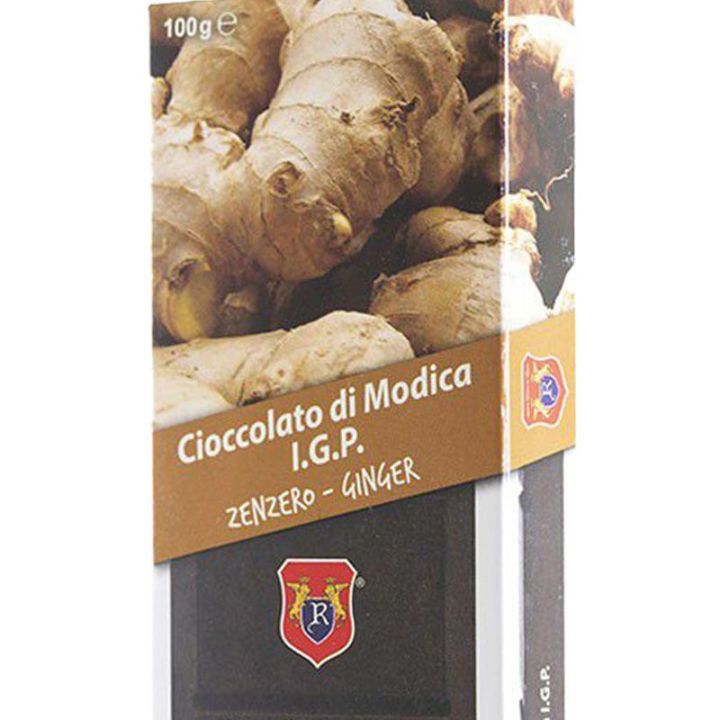 Modica chocolate I.G.P. with ginger. Bar of 100 grams.
