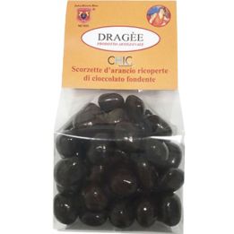 Dragèe Scorzette d'arancio ricoperte di cioccolato fondente