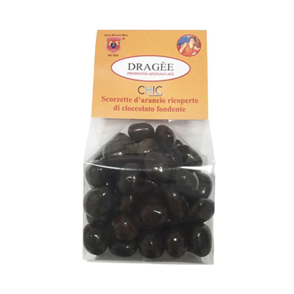 Dragèe Scorzette d'arancio ricoperte di cioccolato fondente