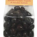 Dragee Orange peel covered with fine dark chocolate