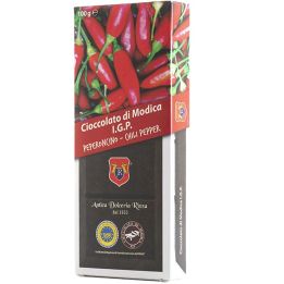 Bar of 100 grams of Modica chocolate I.G.P. with Chilli