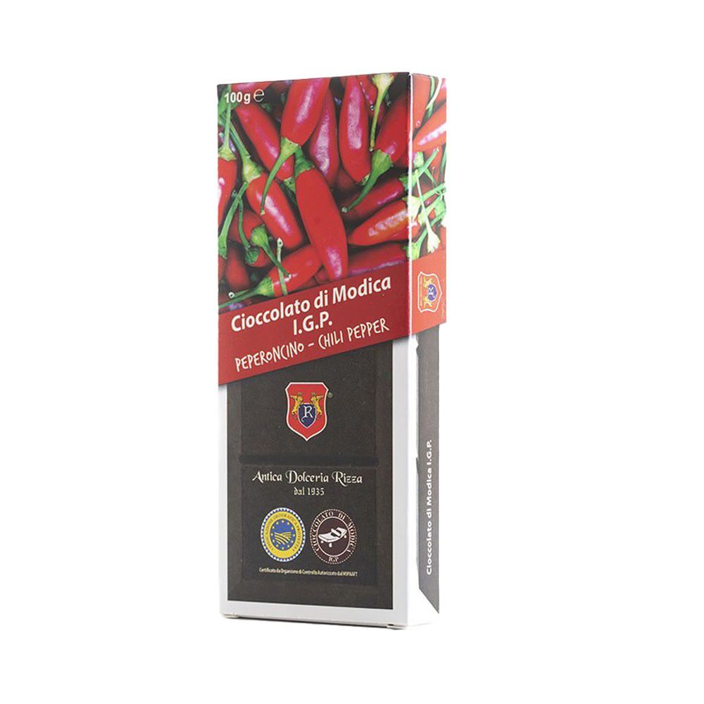 Barretta da 100 grammi di cioccolato di Modica I.G.P. al Peperoncino