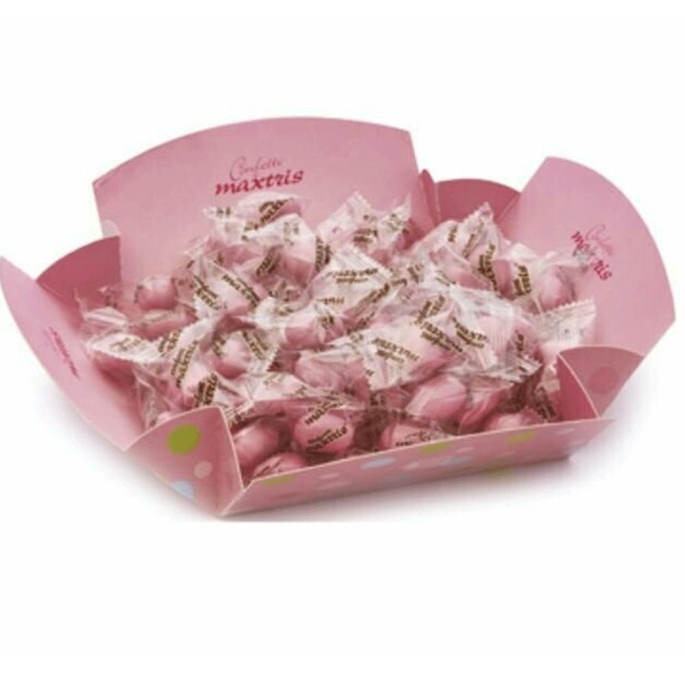 Individually wrapped pink sugared almonds