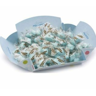 Individually wrapped blue sugared almonds