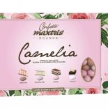 Dusty pink sugared almonds in various flavours